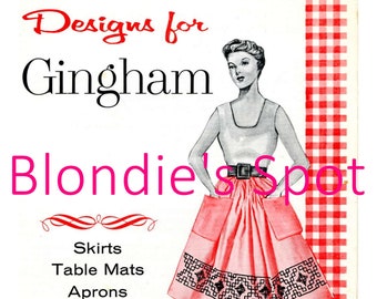 Vintage Hand Embroidery Cross Stitch - Chicken Scratch - for Gingham for Skirts Table Cloths Aprons Curtains a PDF  Instant Download