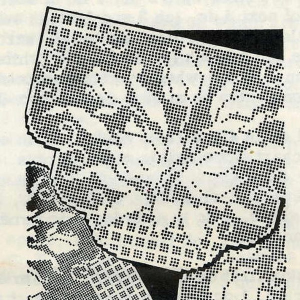 Vintage Crochet PATTERN 7498 Chair Set & Scarf Spring Tulips 1960s stitches Instant PDF download