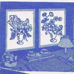 Vintage Hand Embroidery Alice Brooks 7068 Two motifs of Flowers for Pictures 9&quot; x 8&quot; 1940&#39;s Instant Download Digital PDF Format