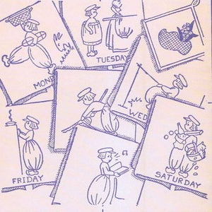 Dutch Boy 135 Vintage Digital Hand Embroidery PATTERN Dutch Boys for Days of the Week Towels from the 1940s PDF instant download