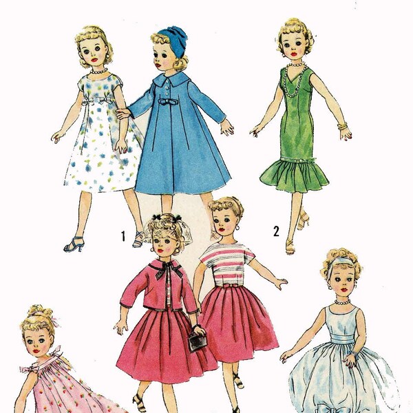 Vintage / Retro Doll Clothes pattern 2745 for 18" Toni Little Miss Revlon Dollikin by Ideal - Printable PDF Download