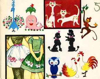 Vintage Embroidery Transfer repo 2100 Applique Animals for Quilt Cloths Curtains
