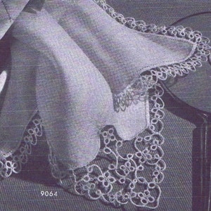 Vintage Tatting PATTERN 9064 Handkerchief Edge 1940s PDF instant download