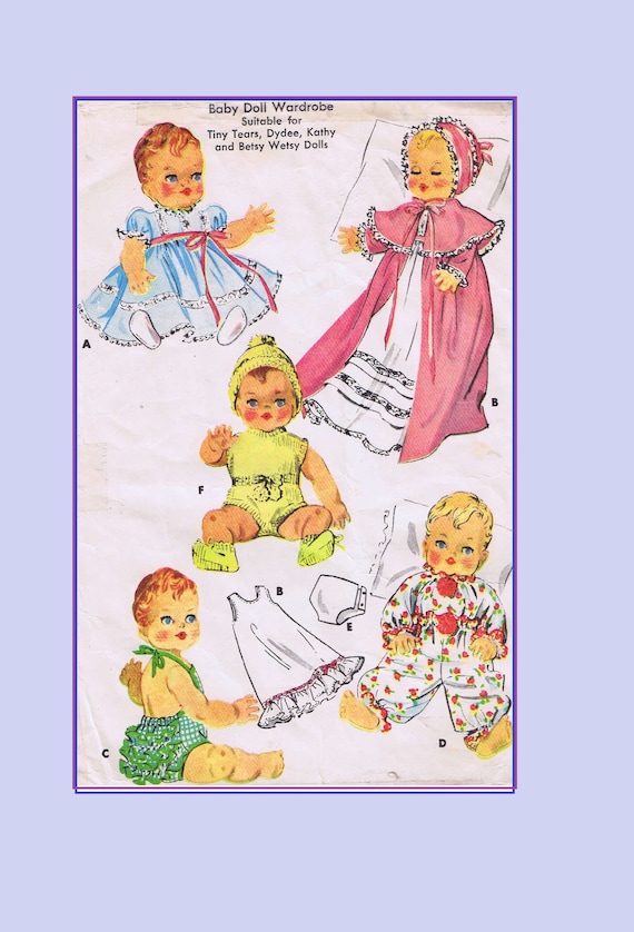 Betsy Wetsy Dy Dee Kathy Vtg 1950s Baby Doll Pattern ~ 19/" 20/" 21/" Tiny Tears