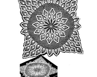 Vtg Doily PATTERN 7277 TV Doily in 8 sizes Doily Scarf Tablecloth Bedspread in PDF format  instant Download