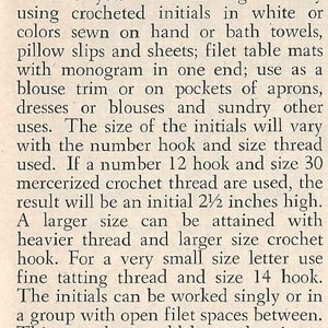 Crochet Initials in Filet Crochet PATTERN 5009 taken from a 1950s Workbasket Initials for Monogramed Linens changed to PDF instant download image 3