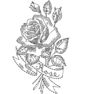 Hand Embroidery Pattern 586 Elegant Flowers for tea towels guest towels cloths 1960&#39;s Digital PDF Instant Download Embroidery pattern