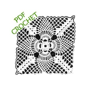 Vintage Crochet PATTERN 5708 Pineapple Table Cloth 4 inch Pineapple Squares  PDF instant download