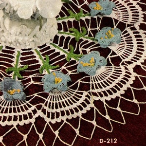Blue Bell Doily D 212 - Digital Crochet Pattern - size 15&quot;  needed 13 Blue Bells, stems and leaves from 258 Clark&#39;s O.N.T.  J & P Coats