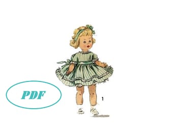 Wzór na ubranka dla lalek w stylu vintage/retro - 1372 dla lalek Alexander-Kins, Ginny, Muffie z lat 50. XX wieku o długości 8 cali - do pobrania w formacie PDF - autorstwa Vouge