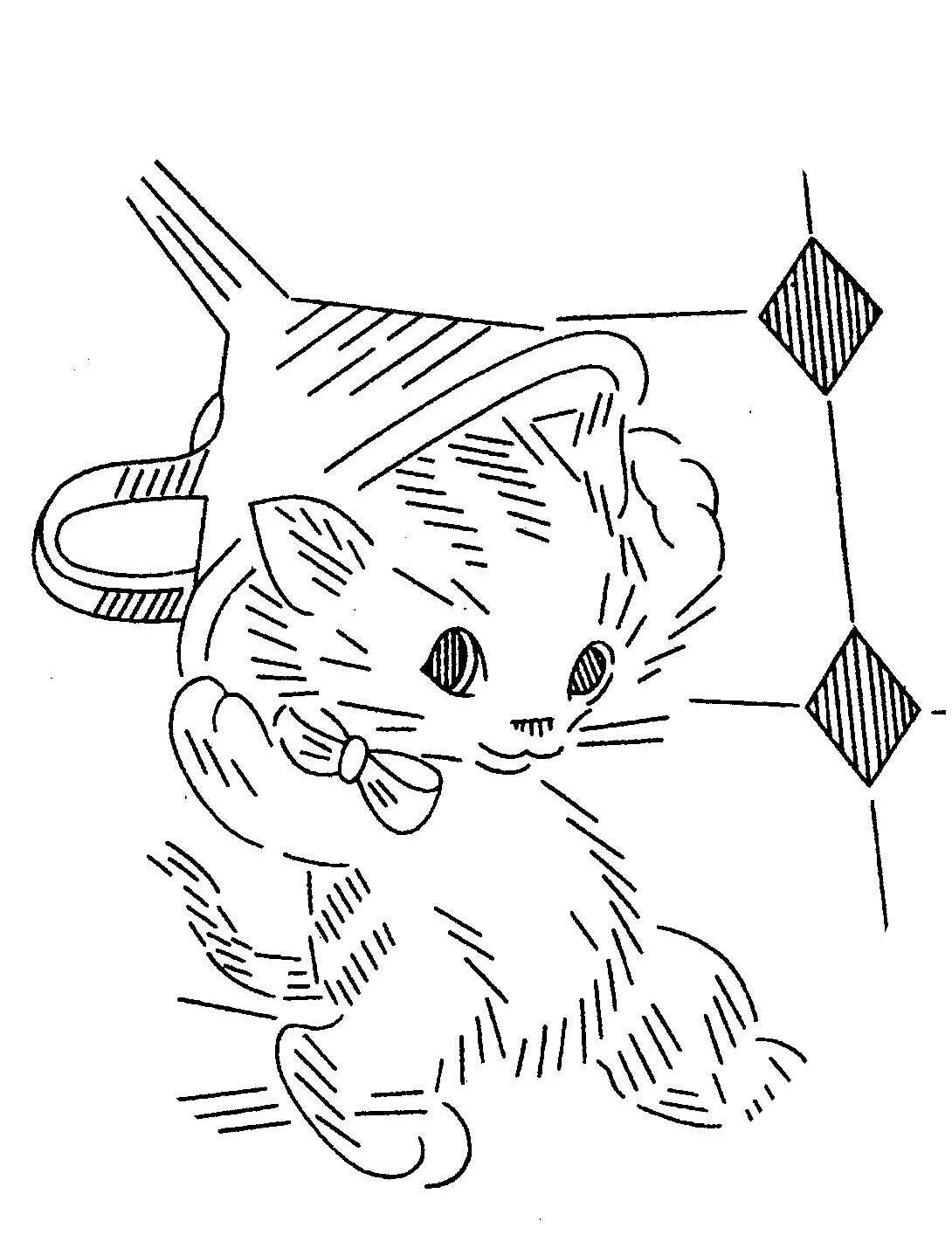 Vintage Hand Embroidery PATTERN Design 976 Playful Kittens for Etsy