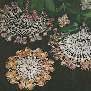 Butterfly Doily Crochet PATTERN & Two Basic Centers from # 71 Star Book changed to a PDF instant download 7.5&quot; 9.5&quot; 10.5&quot; 11.5&quot;