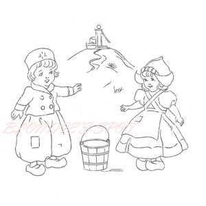 Niederländische Kinder Junge Spieluhr Junge Wagen Hund Clown Affe Vintage Stickerei in digitale PDF-Format Instant Download