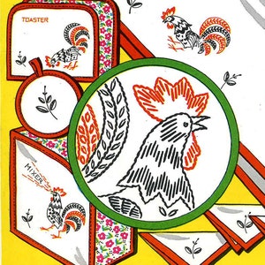 646 Rooster worth Crowing about for Kitchen Towels Vintage Hand Embroidery PDF instant download
