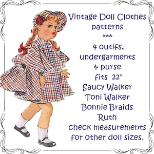 Vintage Puppenkleidung Schnittmuster 1825 für 22 Zoll Saucy Walker Bonny Braids Ruth Toni Walker Harriet H Ayers Mary Hartline - Printable PDF Download