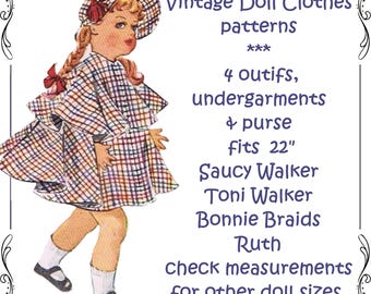 Vintage Doll Clothing pattern 1825 for 22" Saucy Walker Bonny Braids Ruth Toni Walker Harriet H Ayers Mary Hartline - Printable PDF Download