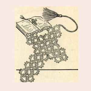 Tatted Cross Bookmark PATTERN tatting pattern 5504 Taken from 1950s Workbasket  in  Digital PDF File  Instant Download