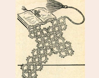 Tatted Cross Bookmark PATTERN tatting pattern 5504 Taken from 1950s Workbasket  in  Digital PDF File  Instant Download