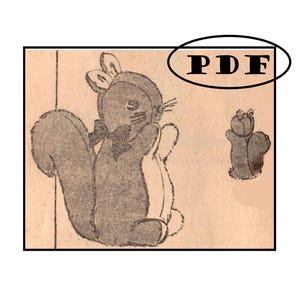 Vintage Stuffed Toy pattern  Wild Squirrel 11&quot; tall - Cuddly Duck 12&quot; tall - Easy to Sew - Printable PDF Download - Old fashion Stuffies