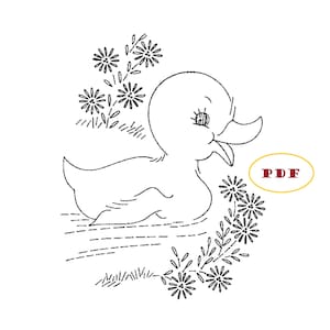 Retro Hand Embroidery pattern 7436 Animals - Baby Quilt - DIGITAL - PDF file - Farm & Wild Animals Lamb Rabbit Duck Chick Dog Cat Deer