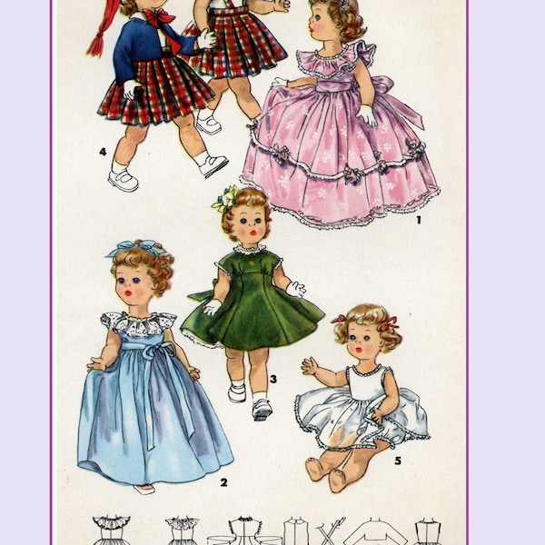 Saucy Walker Posie Bonny Braids by Ideal Doll Clothes PATTERN in Digital PDF format 1371 -23"  Toni Walker dolls pleated skirt suspenders