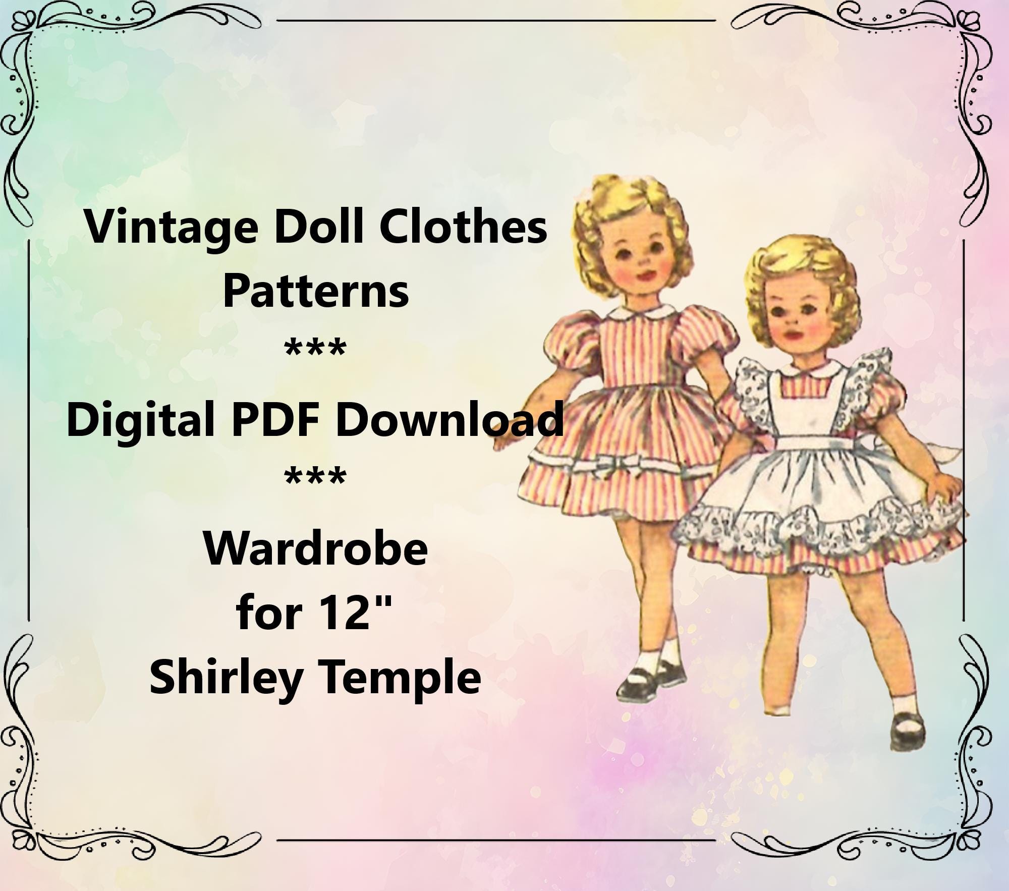 シャーリー テンプル人形の服の型紙は 12 インチの女の子の人形 シャーリー テンプル人形の服の型紙は 12 インチの女の子の人形