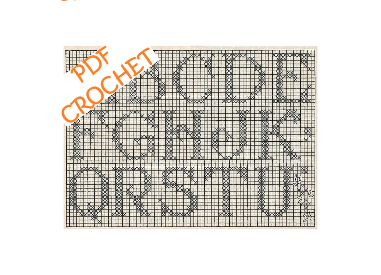 Vintage Crochet Initials Monogram Pattern - Filet Crochet - Printable ...