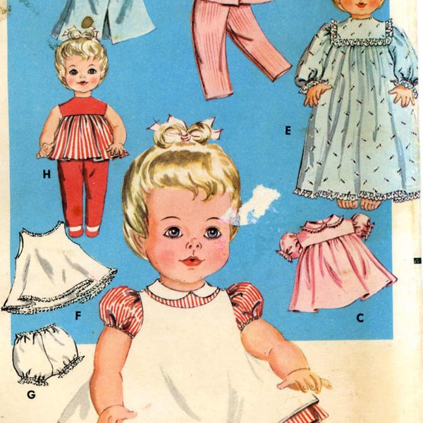 Doll Clothing PATTERN 9994 for Betsy Wetsy, Tiny Tears or Suzy by Ideal toy co all 20" dolls with 13"-14" breast 1960s Digital PDF format
