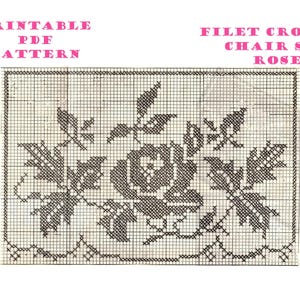 Old fashion Crochet pattern 296 Filet crochet Chair Set Rose & Rose buds, Printable PDF Download, How to Crochet, Filet Crochet Instructions