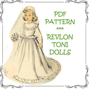 Vintage Doll Clothes pattern for 21&quot; Miss Revlon, Toni, Sweet Sue, Cissy  - Printable PDF Download - Handmade Doll Collector Gift
