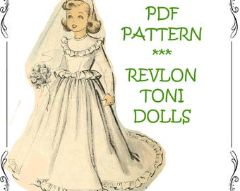 Vintage Doll Clothes pattern for 21" Miss Revlon, Toni, Sweet Sue, Cissy  - Printable PDF Download - Handmade Doll Collector Gift