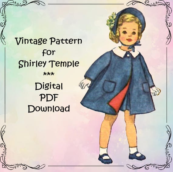 シャーリー テンプル人形の服の型紙は 17 インチのフラット フット人形
