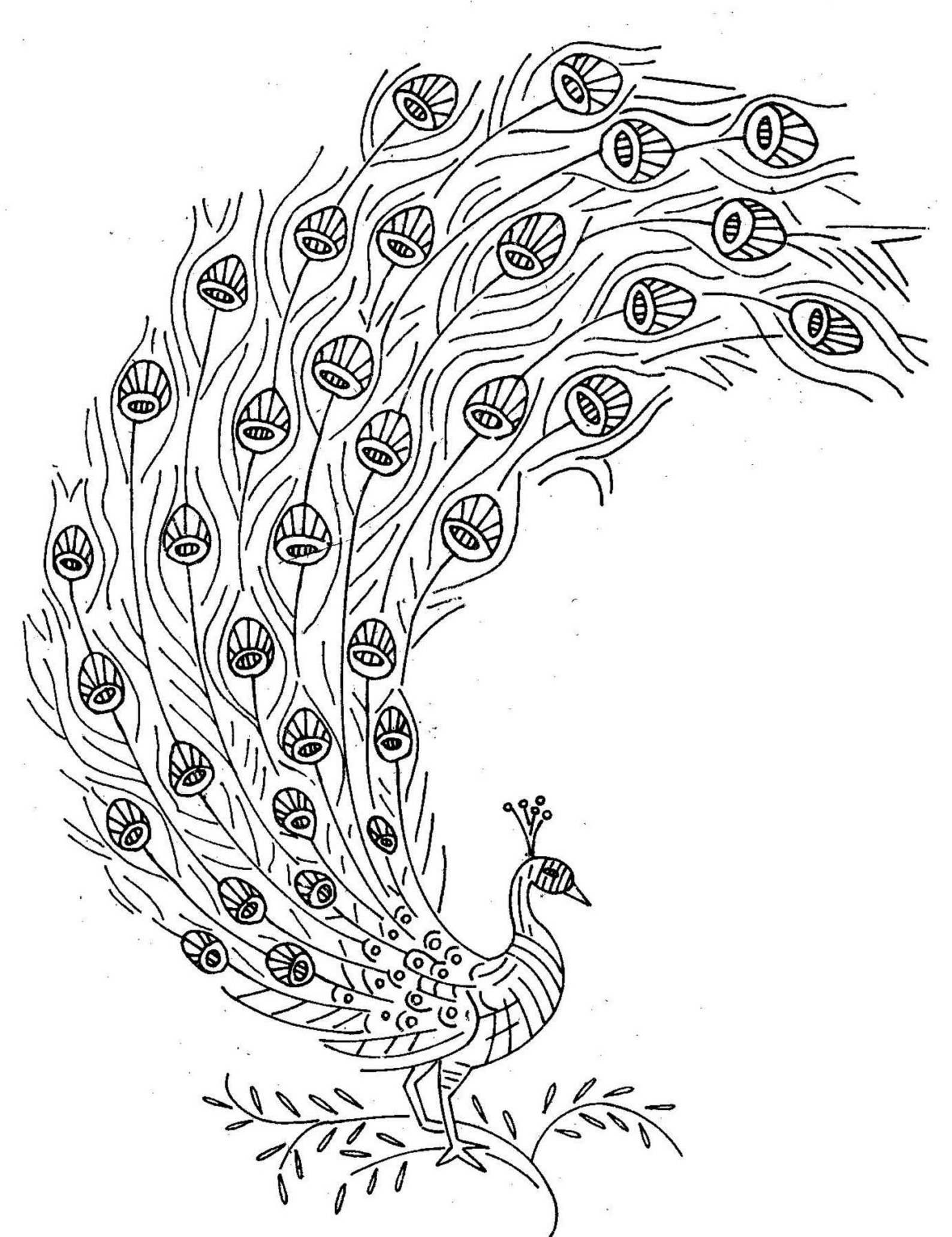 Vintage Hand Embroidery PATTERN PDF File Design 7405 Peacock Etsy