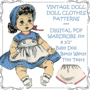 Doll Clothes PATTERN 8454 for 8.5 inch Betsy Wetsy, Tiny Tears, Suzy doll and Dydee  Christening Gown Sundress DIGITAL PDF file