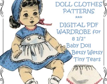 Doll Clothes PATTERN 8454 for 8.5 inch Betsy Wetsy, Tiny Tears, Suzy doll and Dydee  Christening Gown Sundress DIGITAL PDF file