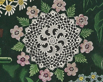 Irish Rose Doily Crochet PATTERN from a Star Book # 64 Floral doily pattern # 6406 changed to a PDF instant download about 6 to 9 inches
