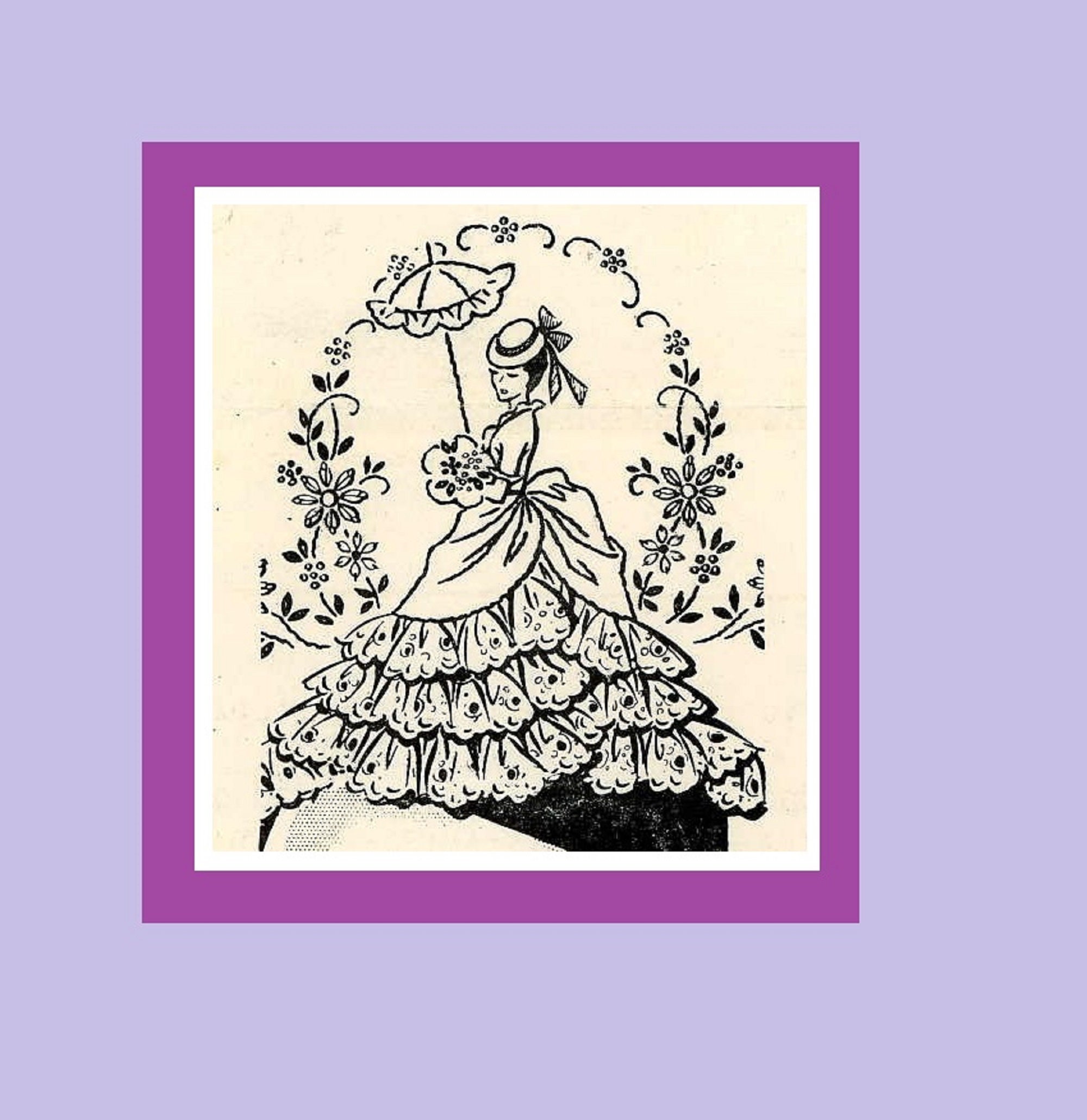 Victorian Sunbonnet Lady Embroidery Design Crochet Pattern