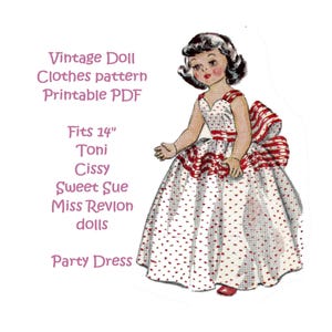 Doll Clothing PATTERN 1646 for 14&quot; P90  Revlon Cissy Toni Sweet Sue Doll&#39;s Bridal Party Engagement Party Dresses - Printable PDF Download