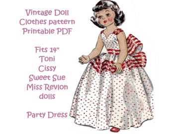 PATRÓN 1646 de ropa para muñecas de 14" P90 Revlon Cissy Toni Sweet Sue, vestidos de fiesta de compromiso y de boda - Descarga en PDF imprimible