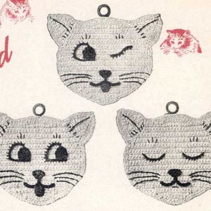 Vintage Crochet PATTERN Cats or Kittens Pot Holder a PDF instant download taken from 59 Lily Book