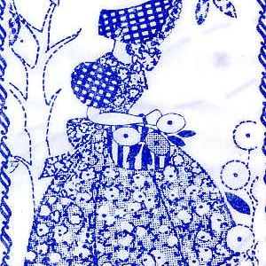 Digital Vintage Hand Embroidery PATTERN PDF Instant Download File 569 Sunbonnet Girls Applique Picture 1940s 11x13 inch