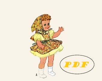 Retro Doll Clothes patterns - 2466 size 20" 21' doll such as Toddle Ruthie Patsy Ann or other Little Girl Dolls Printable PDF Download