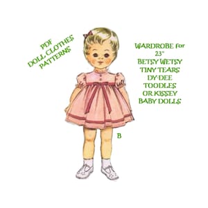 Vintage Doll Clothes Pattern 2520 - 23" Baby doll or Toddler Kissey, Betsy Wetsy, Tiny Tears, Toodles  - Printable PDF Download