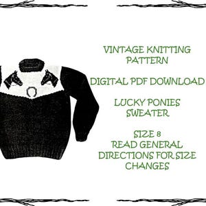 Western Knitted Sweater Pattern for Boys & Girls - Instant PDF Download - Pullover Horse Sweater Gift for Cowboys or Cowgirls