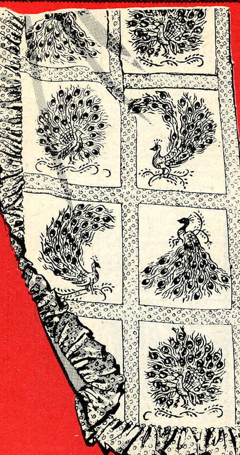 Vintage Hand Embroidery PATTERN PDF File Design 7405 Peacock Etsy