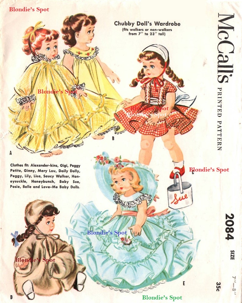 DIGITAL Vintage Doll Clothes PATTERN 2084 for 21 Etsy