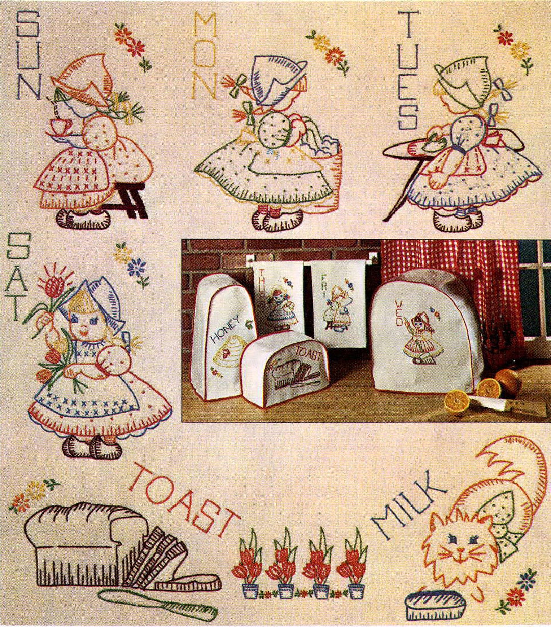 Sunbonnet Sue Farm Chores Hot Iron Embroidery Transfers by MaMaw's Vintage  Embroidery 