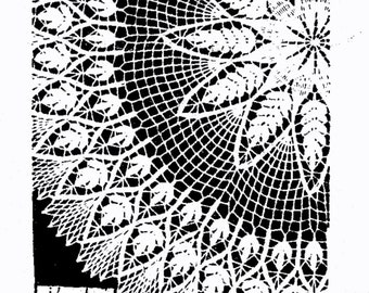 Vintage Crochet PATTERN 510 Round table cloth in a mesh & fern design 1950s PDF Instant Download