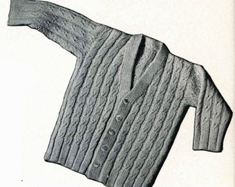 Vintage Knitting PATTERN B1 536 Cable Knit Sweater for Baby 1950s PDF file instant download