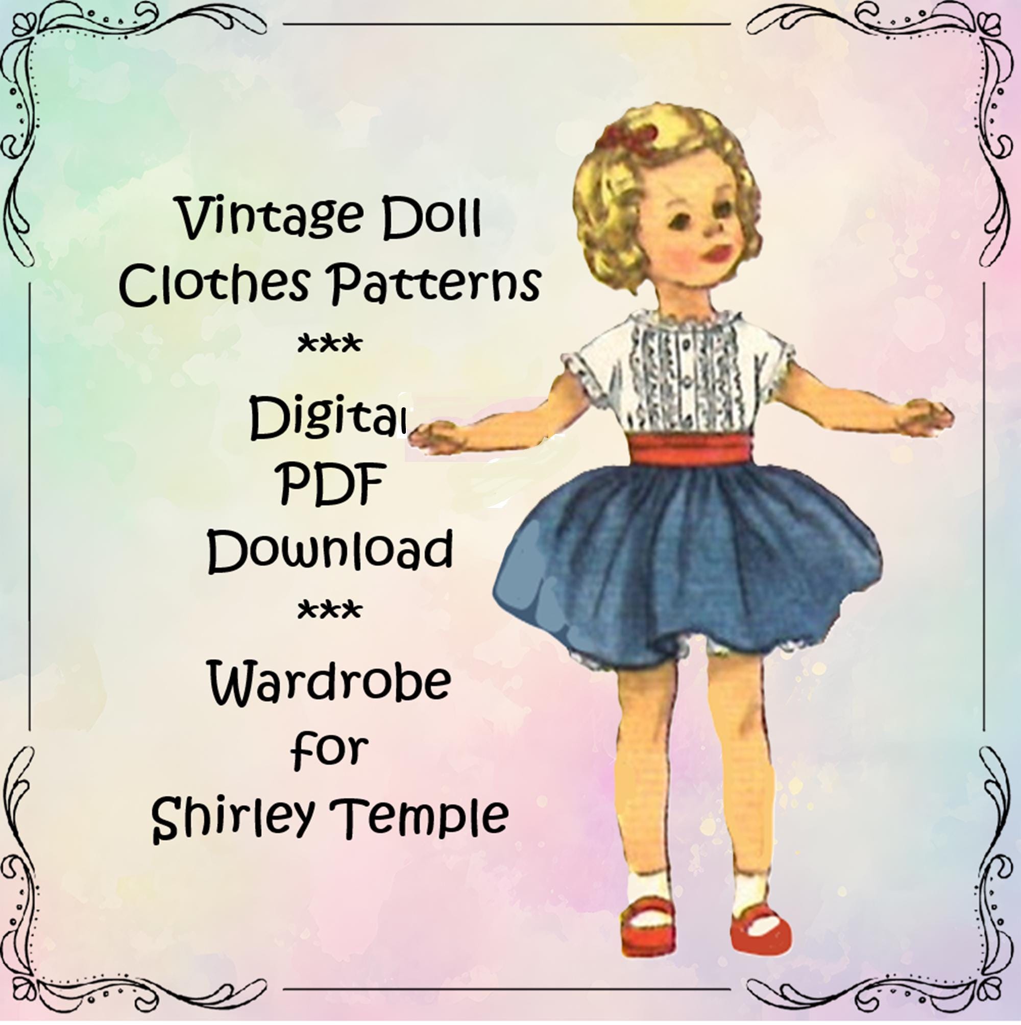 シャーリー テンプル人形の服の型紙は 12 インチの女の子の人形に